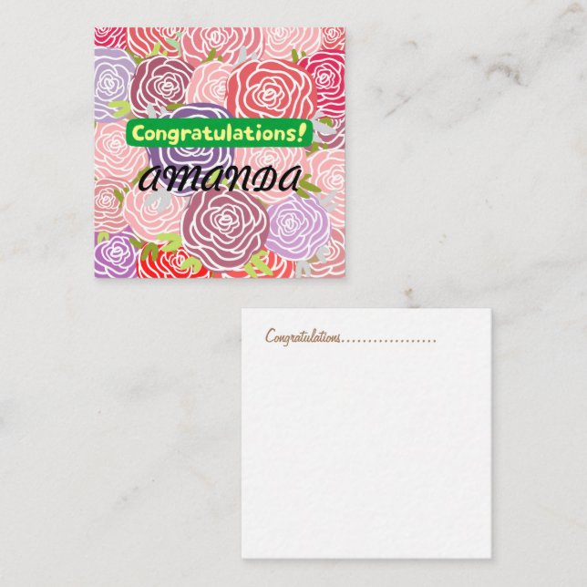 Grattisar Modern färgstark blommönster Anteckningskort (Fram/baksida)