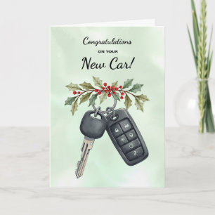 Grattisar New Car jul Holly Berries Kort