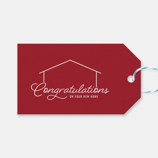 Grattisar New Home Silhouette Editable Färg Presentetikett (Framsidan (Horisontell))