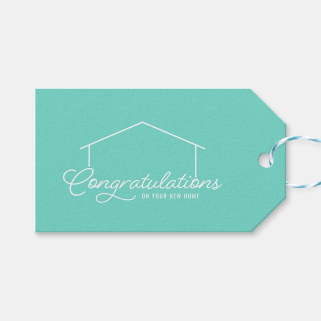 Grattisar New Home Silhouette Editable Färg Presentetikett (Framsidan (Horisontell))