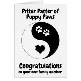 Grattisar New Hund Tass Heart Yin Yang Puppy Hälsningskort