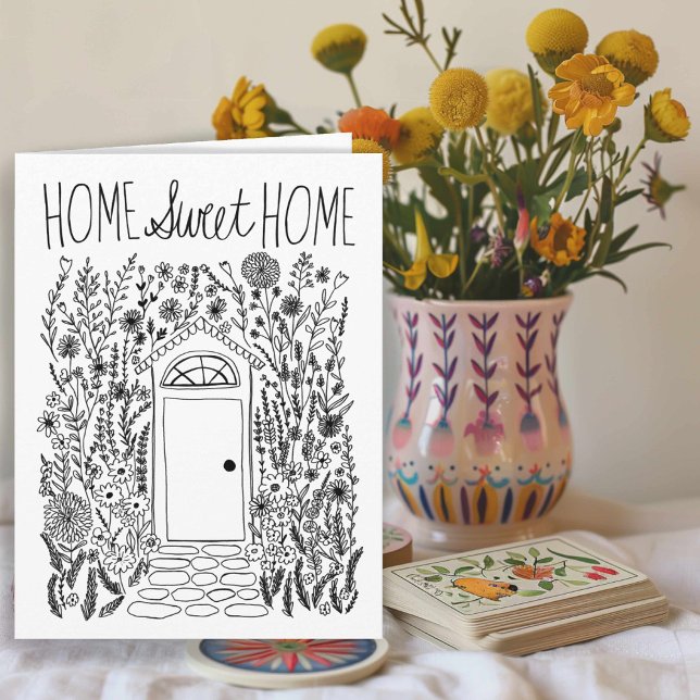 Grattisar Ny Anpassningsbar för hemträdgårdsdörr Kort (Congratulations New Home Garden Door Custom Card
Home Sweet Home Floral)