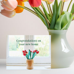 Grattisar Ny Blommigt för uppvärmning av hemmet Kort