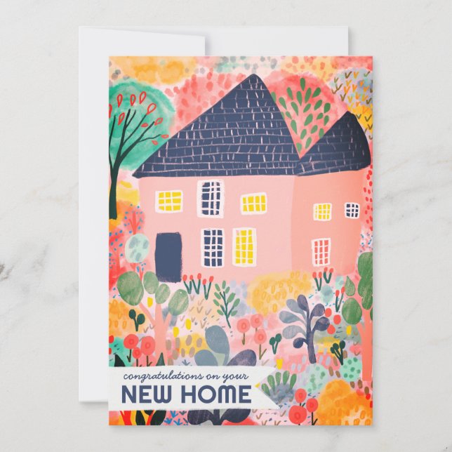 Grattisar Ny hemgarden Watercolor Cute Kort (Framsida)