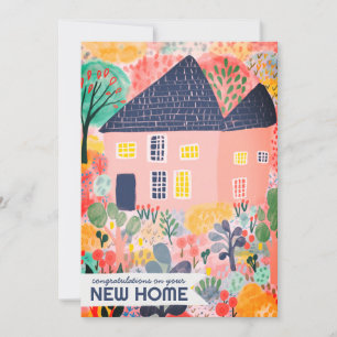 Grattisar Ny hemgarden Watercolor Cute Kort