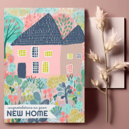 Grattisar Ny hemgarden Watercolor Cute Kort