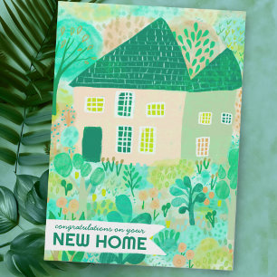 Grattisar Ny hemgarden Watercolor Cute Kort