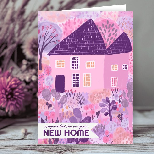 Grattisar Ny hemgarden Watercolor Cute Kort (Congratulations New Home Housewarming Garden Watercolor Cute Card
)