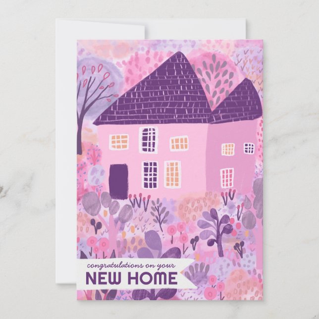 Grattisar Ny hemgarden Watercolor Cute Kort (Framsida)