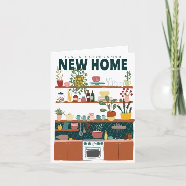 GRATTISAR NYA HEMSKT FLYTTA Cute Kitchen Kort (Framsida)