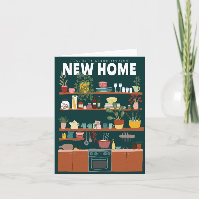 GRATTISAR NYA HEMSKT FLYTTA Cute Kitchen Kort (Framsida)