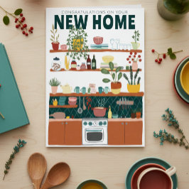 GRATTISAR NYA HEMSKT FLYTTA Cute Kitchen Kort