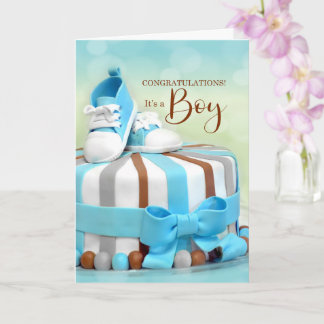 Grattisar Nyfödd bebis Boy i Blue och Brown Kort