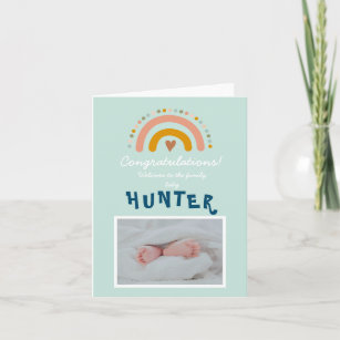 Grattisar Nyfödd bebis Boy Photo Rainbow Card Kort
