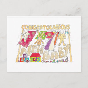 Grattisar - Nyfödd bebis. Vykort