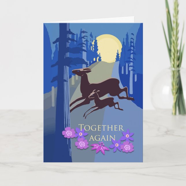 Grattisar om återförening med Birth Mor, Hjort Kort (Framsida)