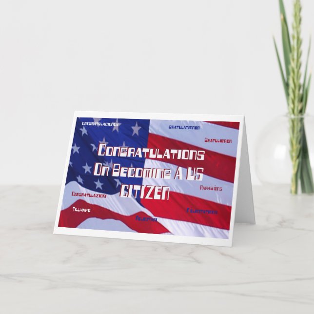 Grattisar om att bli ett amerikanskt medborgarkort kort (Framsida)