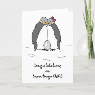 Grattisar om att förvänta barn i cute Penguins Kort