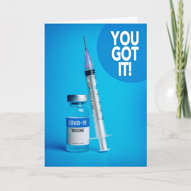 Grattisar om din Covid 19 vaccination Helgkort (Framsida)