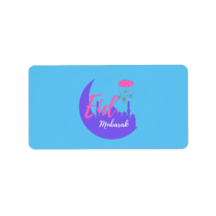 Grattisar om Eid Mubarak Balloon Adressetikett