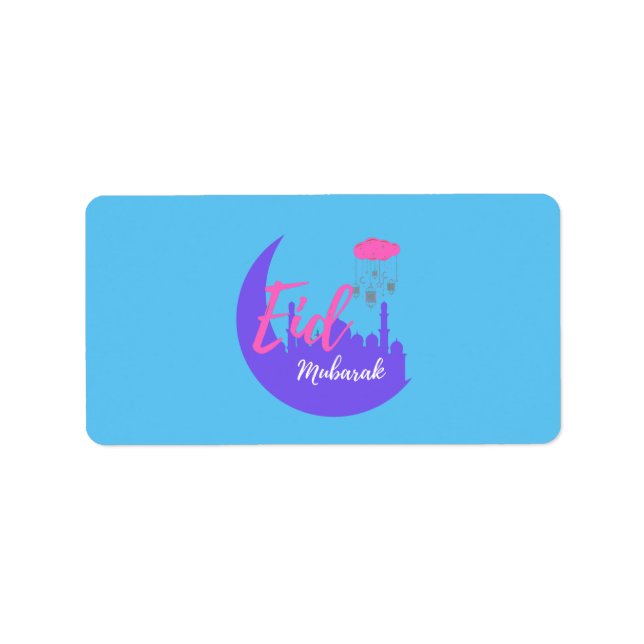 Grattisar om Eid Mubarak Balloon Adressetikett (Framsidan)
