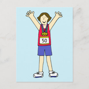 Grattisar på 50:e maraton för henne vykort