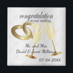 Grattisar på Bröllopsdagen Magnet<br><div class="desc">Bröllop Magnet. Grattisar på Bröllopsdagen Bevara för redot Bride and Groom så att du kan anpassa dig. ⭐ Produkten är 100 % Anpassade. Grafik och/eller text kan läggas till, tas bort, flyttat, storleksändras, bytas runt, roteras osv. ⭐ (Ändra storlek på eller flytta grafik om det behövs innan du beställer) 99...</div>
