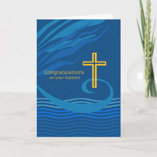 Grattisar på din baptism, blå, Guld Kor Kort