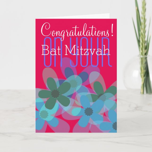 Grattisar på din Bat mitzvah blommigt Kort (Framsida)