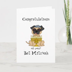 Grattisar på din Bat mitzvah Pug-Hund Kort