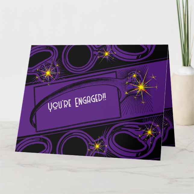 Grattisar på din Förlovning! lila Kort (Framsida)