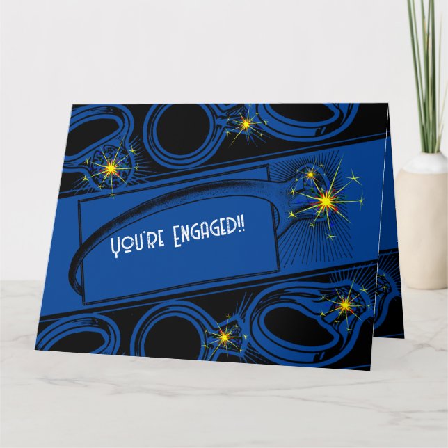 Grattisar på din Förlovning! (Mörk blått) Kort (Framsida)