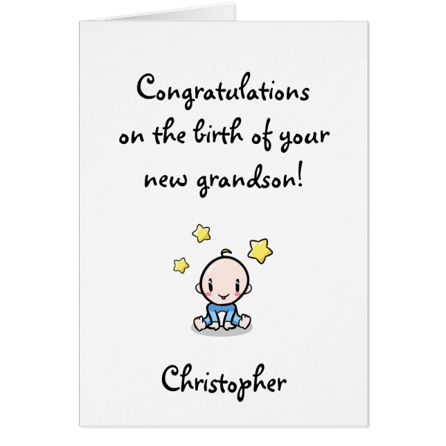 Grattisar på din morson, morföräldrar. hälsningskort (Framsidan)