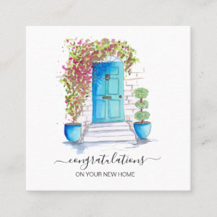 grattisar på din nya bostad gods agent fyrkantigt visitkort