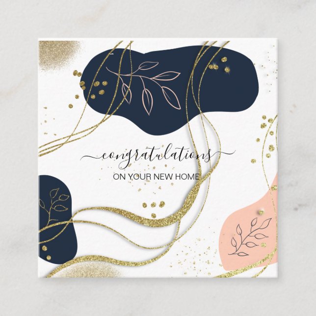 grattisar på din nya bostad gods agent fyrkantigt visitkort (Framsida)