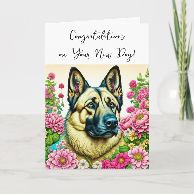 Grattisar på din nya Hund-tyska shepherd Kort (Framsida)
