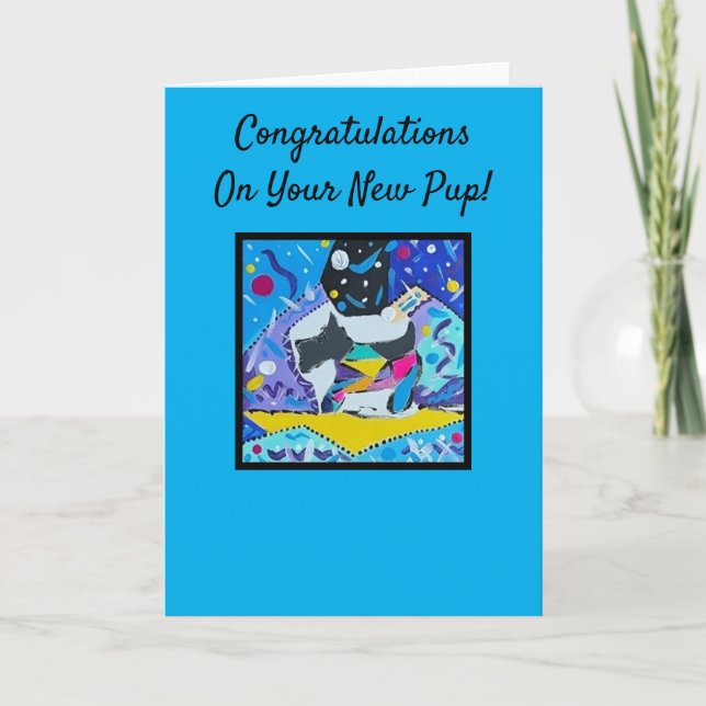Grattisar på din nya Valp! Tomt inbyggt kort (Framsida)
