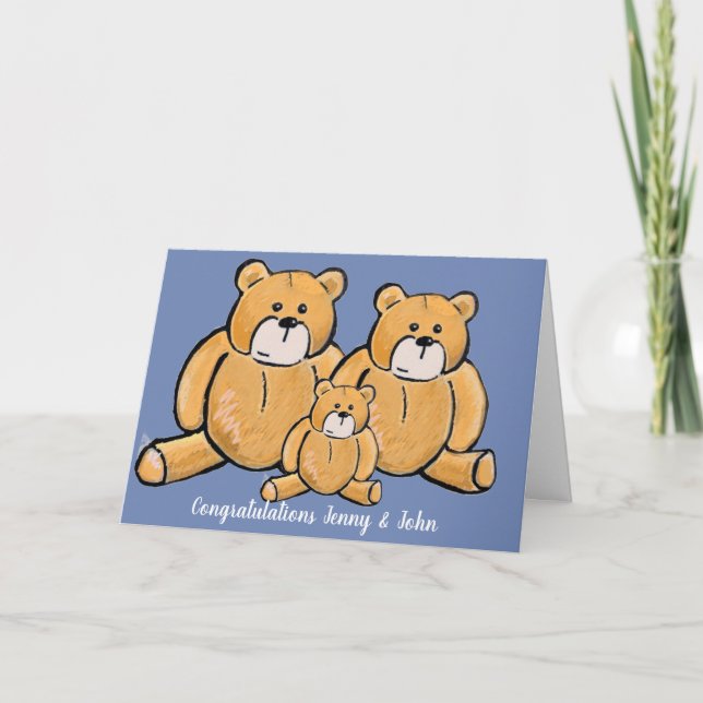 Grattisar på din nyfödd bebis nalle helgkort (Framsida)