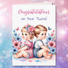 Grattisar på din Twin Boy and Girl Kort