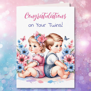 Grattisar på din Twin Boy and Girl Kort