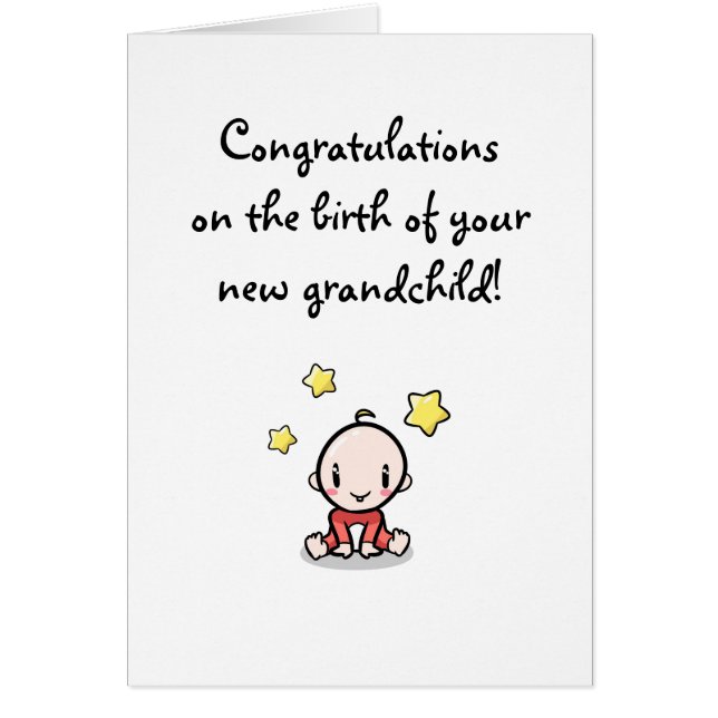 Grattisar på ditt farbarn, farföräldrar. hälsningskort (Framsidan)