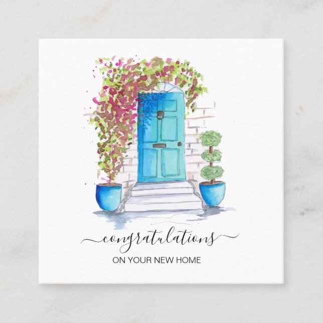 grattisar på ditt nya hem gods agent fyrkantigt visitkort (Framsida)