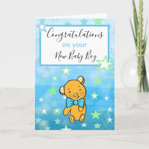 Grattisar på ditt Nyfödd bebis Boy Card Kort