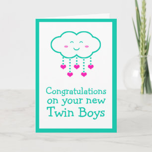Grattisar på ditt twin Boys-gratulationskort Kort