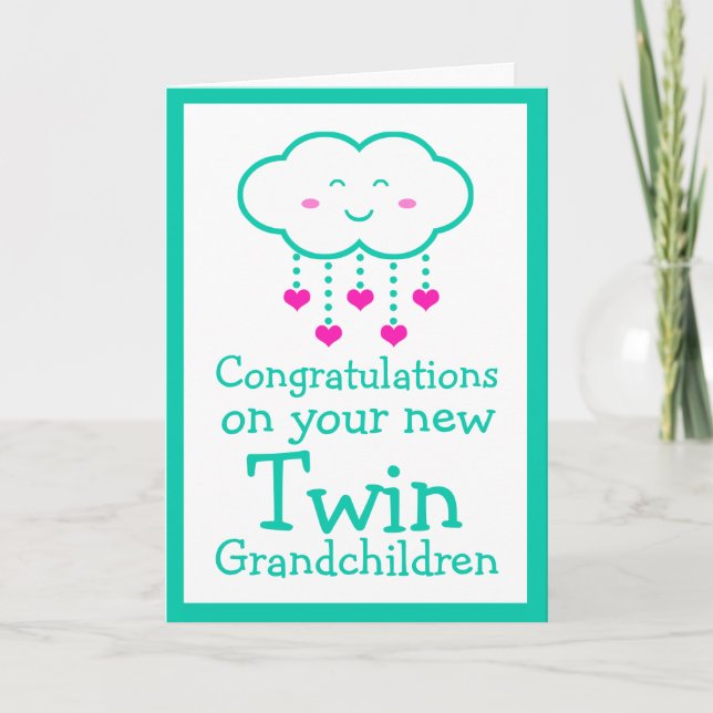 Grattisar på ditt Twin Grandchild Card Kort (Framsida)