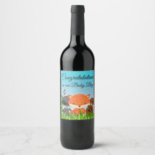 Grattisar på etiketten Pojke Vin Flaska Vinflaska Etikett