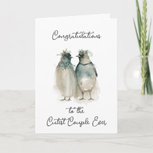 Grattisar på Giftermål Cute Penguins Kort