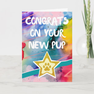 Grattisar på Hund Ny Valp Pet Colorful Kort