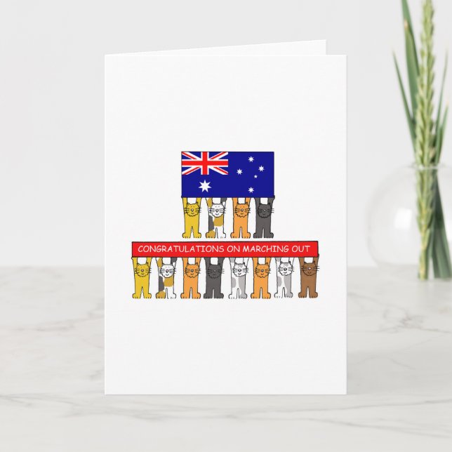Grattisar på Marching Out, Australien. Kort (Framsida)
