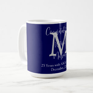 Grattisar på Pension, Monogram, Namn Blue Kaffemugg